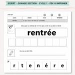 Des enfants en classe apprenant à écrire le mot rentrée