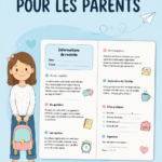 Un parent souriant écrivant un message réconfortant pour la rentrée scolaire de son enfant.