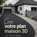 Plan maison en 3D affichant des murs et pièces