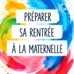 Enfant souriant préparant son sac pour la rentrée à la maternelle en regardant des fournitures scolaires.