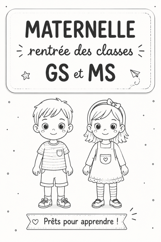 Enfants prêts pour leur rentrée en grande et moyenne section, souriant et enthousiastes.