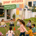 Un enfant en train de s'amuser avec des jeux éducatifs à la maison.