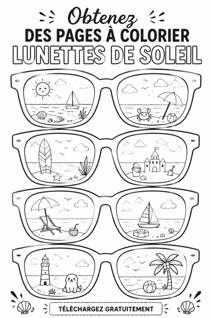 Ensemble de pages à colorier de lunettes pour enfants