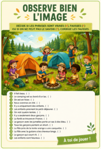 Famille profitant d'un camping en pleine nature avec tentes