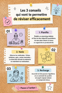 Élève étudiant révisant efficacement avec des livres et un ordinateur.