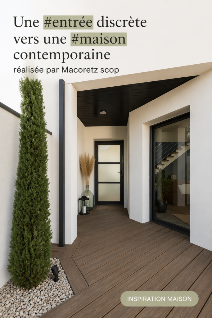 Une entrée moderne et discrète avec des touches contemporaines.