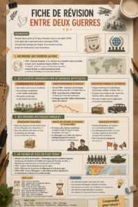 Fiche de révision illustrant la période entre les deux guerres mondiales