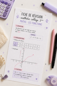 Fiche de révision se concentrant sur les fonctions en maths pour le collège.