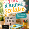 Destination de fête pour la fin de l'année scolaire avec des décorations colorées.