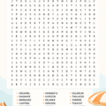 Une grille de mots mêlés sur fond estival