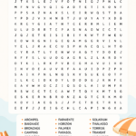 Une grille de mots mêlés sur fond estival