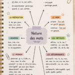 Un livre ouvert sur un bureau avec des mots écrits à la main, symbolisant la nature des mots dans l'apprentissage.