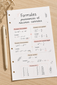 Illustration des puissances et racines carrées en mathématiques.