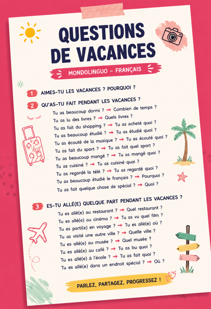Un groupe d'amis partageant des rires et posant des questions pendant des vacances d'été.