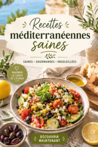 Plats variés de recettes méditerranéennes saines sur une table familiale