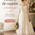 Robe de mariée vintage en dentelle délicate, mettant en valeur un style rétro.