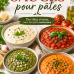 Assiette de pâtes avec sauce tomate fraîche et basilic, décorée de fromage parmesan.