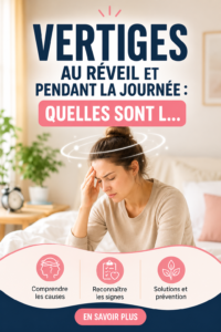 Une personne se tenant la tête avec un air préoccupé, illustrant les vertiges.