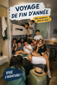 Élèves en excursion lors d'un voyage de fin d'année scolaire.