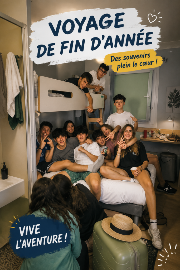 Élèves en excursion lors d'un voyage de fin d'année scolaire.
