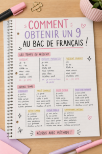Étudiant en train de réviser le français pour le GCSE avec des manuels et un ordinateur.