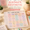 Un emploi du temps scolaire esthétique avec des couleurs vives et des illustrations ludiques.