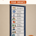 Un emploi du temps visuel imprimable pour enfants sur une table.