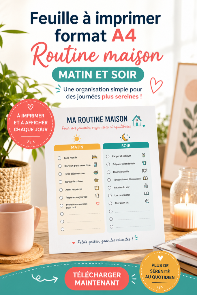 Feuille de routine quotidienne à imprimer pour la famille