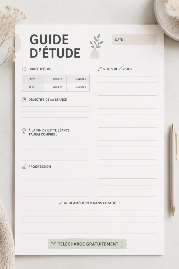Un guide d'étude gratuit illustré, parfait pour les révisions scolaires.