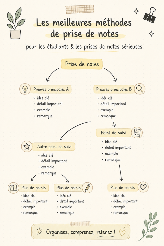 Étudiant prenant des notes avec un carnet et un stylo dans une salle de classe.