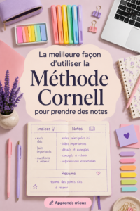 Schéma illustrant la méthode Cornell pour la prise de notes