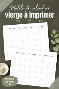 Modèle de calendrier vierge à imprimer pour une meilleure organisation familiale.