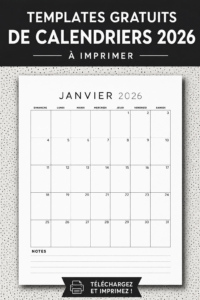 Modèle de calendrier annuel 2026 avec des illustrations familiales