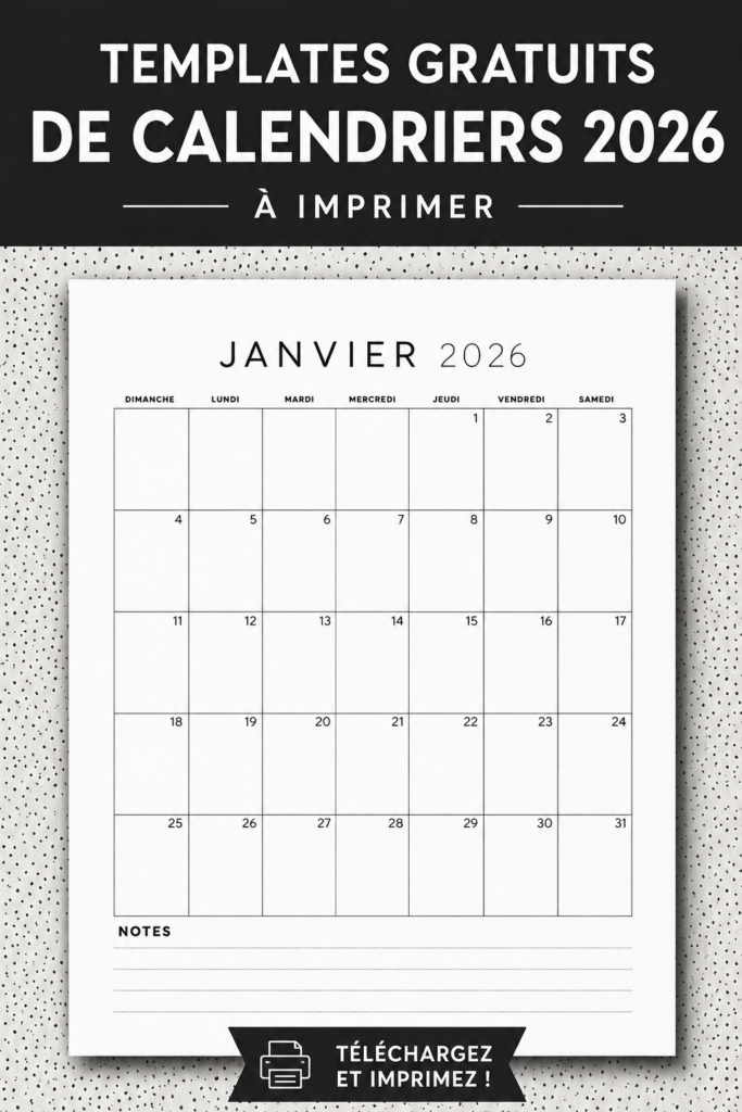 Modèle de calendrier annuel 2026 avec des illustrations familiales