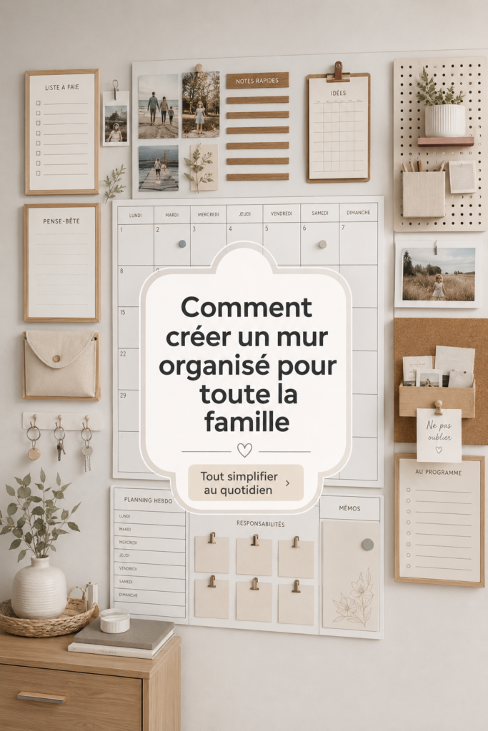 Mur de planification familiale décoré avec des calendriers et notes