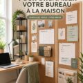 Bureau à domicile organisé et inspirant avec des accessoires de rangement.