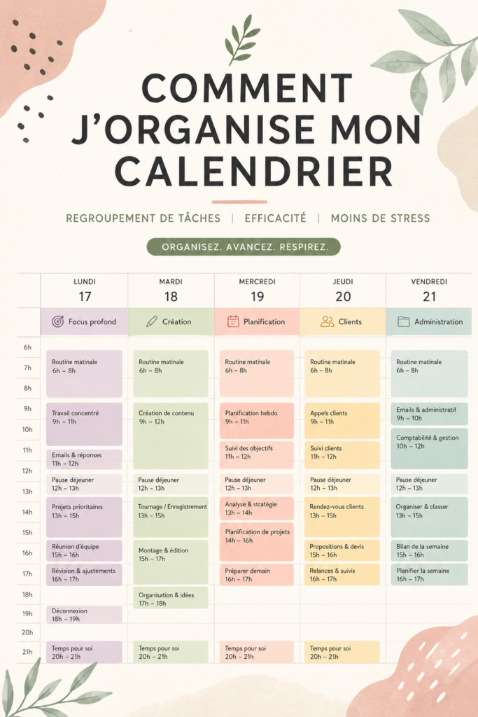 Une personne organisant son calendrier pour mieux gérer son temps