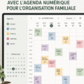 Une famille utilisant Google Calendar sur des appareils numériques pour s'organiser.