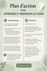 Un étudiant consultant un plan d'action pour mieux mémoriser ses cours.