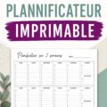 Planificateur de deux semaines imprimable en couleurs vives sur un bureau
