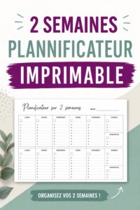 Planificateur de deux semaines imprimable en couleurs vives sur un bureau