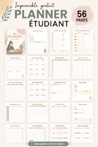 Une vue du planner étudiant gratuit à imprimer, montrant un design organisé et coloré.