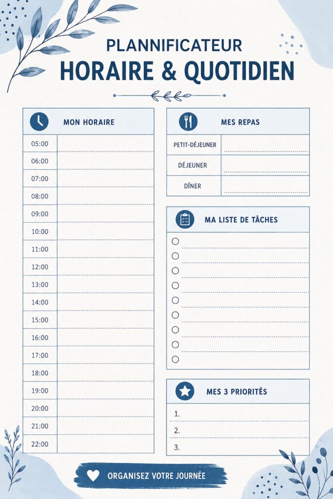 Un planner quotidien à imprimer pour aider les familles à s'organiser