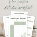 Image d'un planner de semestre gratuit pour étudiants, avec des sections pour les matières et les horaires.