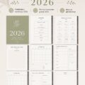 Capture d'écran d'un planner digital pour 2026 avec des tâches organisées.