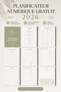 Capture d'écran d'un planner digital pour 2026 avec des tâches organisées.