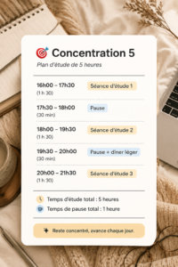 Un étudiant étudiant en soirée avec un planning d'étude