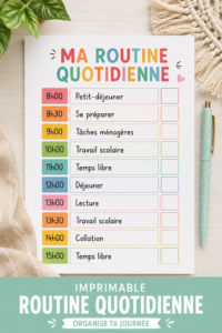 Modèle de planning quotidien imprimable avec des sections pour les activités de la journée