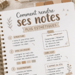 Un étudiant prend des notes colorées avec des stylos variés sur un bureau