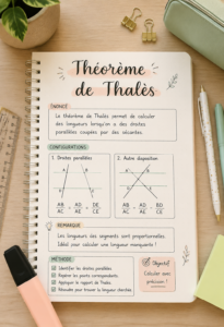Illustration du théorème de Thalès montrant des triangles et des droites parallèles.